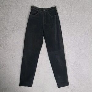Black Suede Pants Womens Small High Rise Contrast Stitching 90s Y2K